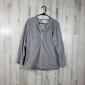 3/$15 the cozy corner gray long sleeve soft pajama shirt women's size medium